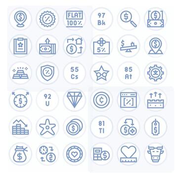 Value Modern Collection with 36 Bold Line High Resolution Grid Fitted Icons vector