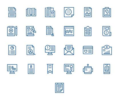 reporte icono conjunto con 25 regular línea alto resolución editable gráficos vector