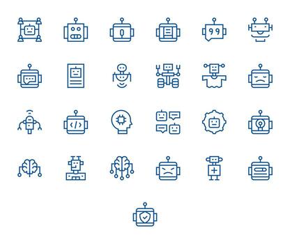 25 Regular Line Icons designed for Ai in 256x256 Grid Fitted format vector