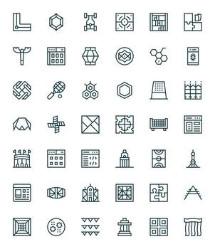 42 retina Listo regular línea íconos para marco de referencia con detalle mejorado precisión vector