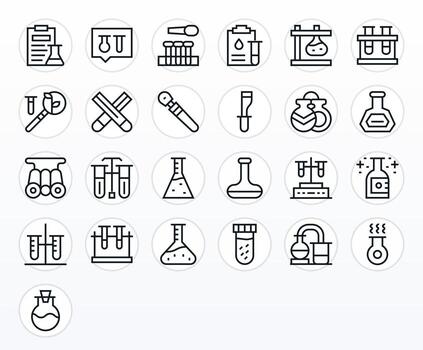 Experimentation Icon Collection featuring 25 Grid Fitted 256x256 Regular Line Designs vector