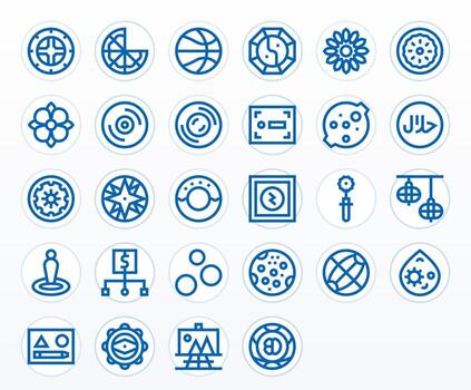 Bold Line Pixel Optimized Icons from Circle Set with 28 Retina Ready Icons vector