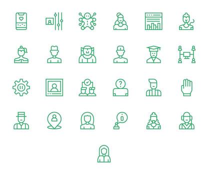 User Digital Pack containing 25 Grid Fitted Regular Line High Resolution Icons vector