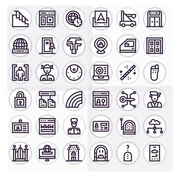 36 detalle mejorado íconos temática alrededor acceso en alto resolución negrita línea formato vector