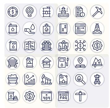 Resource Graphics Pack including 35 Regular Line 128x128 Pixel Aligned Icons vector