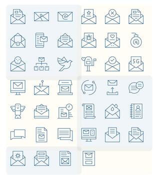 40 High Resolution Icons for Email in Detail Enhanced Thin Line Format vector