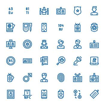 36 Bold Line Icons for Identification in crisp 128x128 Pixel Aligned resolution vector