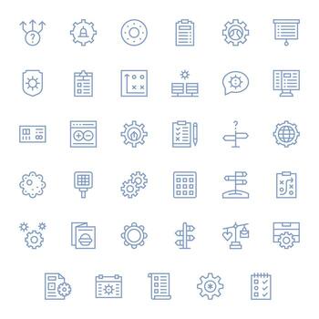 Options Comprehensive Bundle with 35 Pixel Optimized Regular Line 256x256 Icons vector