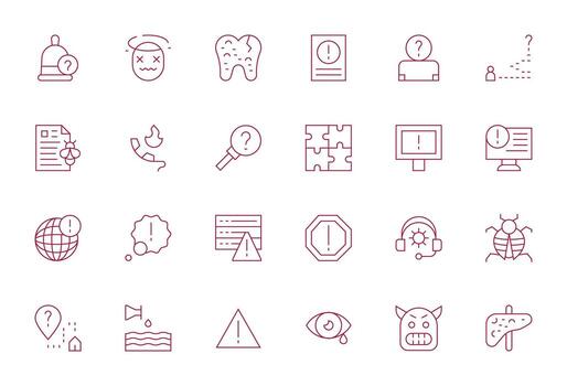 Problem Digital Pack containing 24 Pixel Aligned Thin Line 64x64 Icons vector