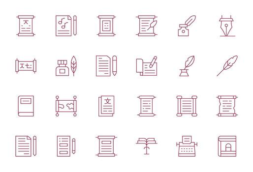 Manuscript Essential Set including 24 Pixel Optimized Thin Line 128x128 Icons vector