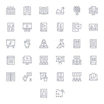 32 256x256 píxel alineado íconos para tutorial en Delgado línea tema vector