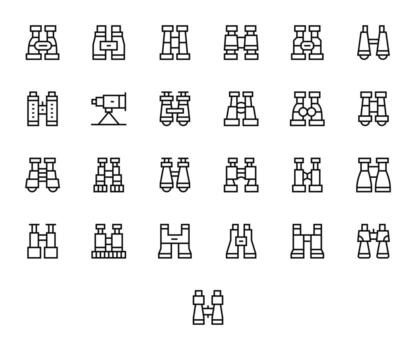 Spotting Scope featuring 25 128x128 Icons in Regular Line Design vector