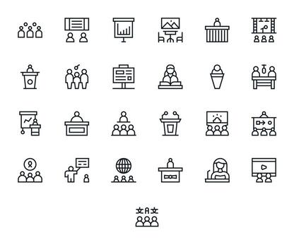 Seminar Icon Repository containing 25 Regular Line 256x256 Editable graphics vector