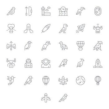 32 Icons for Flight optimized in Display Perfect High Resolution Thin Line resolution vector