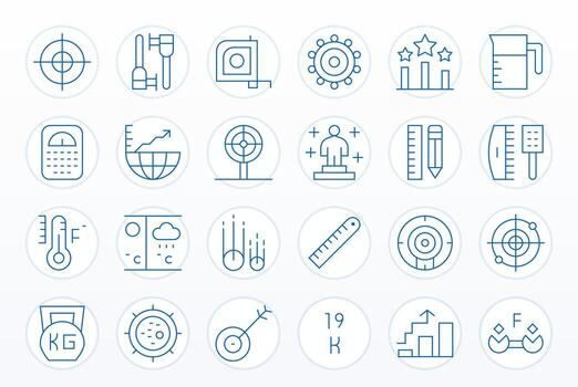 24 Icons for Metric featuring 64x64 Display Perfect Thin Line Graphics vector