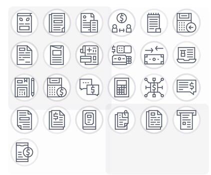 Invoice featuring 25 High Resolution Icons in Regular Line Design vector