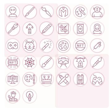 Thin Line Display Perfect Icons from Digital Art Set with 32 256x256 Icons vector