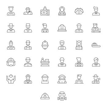 32 Pixel Optimized Thin Line Icons designed for Worker Interface vector