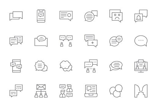 24 Thin Line Icons for Reply in crisp High Resolution Grid Fitted resolution vector