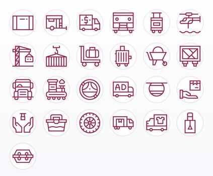 Transporting Professional Set with 25 Regular Line Editable 128x128 Icons vector