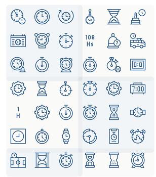 42 Pixel Aligned Regular Line Icons from Countdown Collection vector