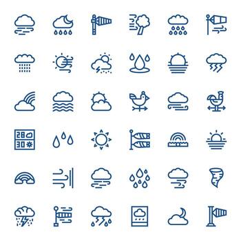 Meteorology Icon Arsenal with 36 High Resolution Bold Line Pixel Aligned designs vector