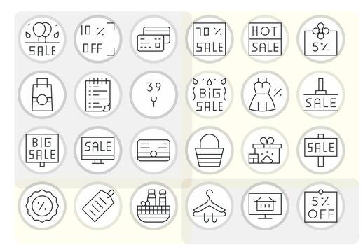 Shopping Visual Pack containing 24 Thin Line Display Perfect Icons vector