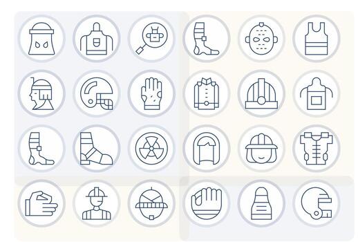 24 Thin Line Pixel Aligned Icons tailored for Protective Gear High Resolution interface vector