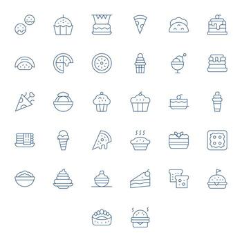 Topping Scalable Set featuring 32 Display Perfect Thin Line 128x128 Icons vector