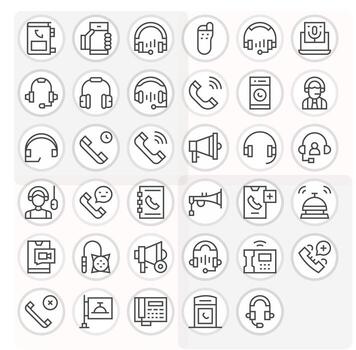 35 Regular Line Editable Icons crafted for Call 256x256 applications vector
