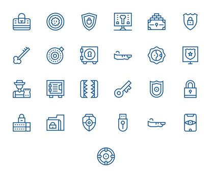 Lock Icon Toolkit featuring 25 Display Perfect 256x256 Regular Line elements vector