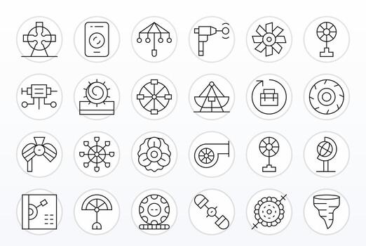 24 Thin Line Grid Fitted Designs for Rotating 256x256 Icons vector