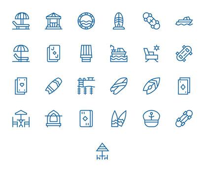 25 Editable Icons themed around Deck in 256x256 Regular Line format vector