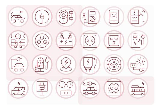 24 Thin Line Icons from Charging Station in 256x256 Display Perfect Quality vector