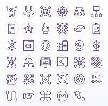 Link Icon Set with 35 Regular Line Retina Ready Pixel Aligned Graphics vector