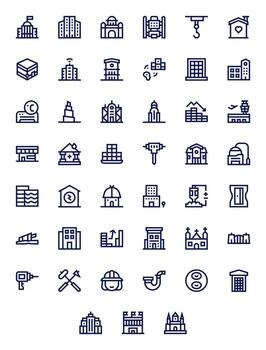 45 Bold Line Pixel Optimized Vectors for Building Theme