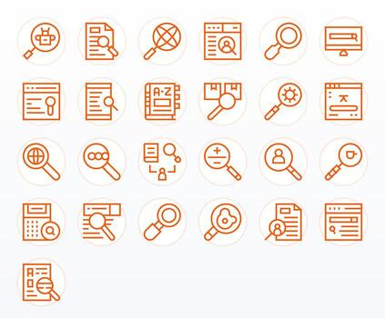 Lookup Icon Arsenal with 25 High Resolution Regular Line Editable designs vector
