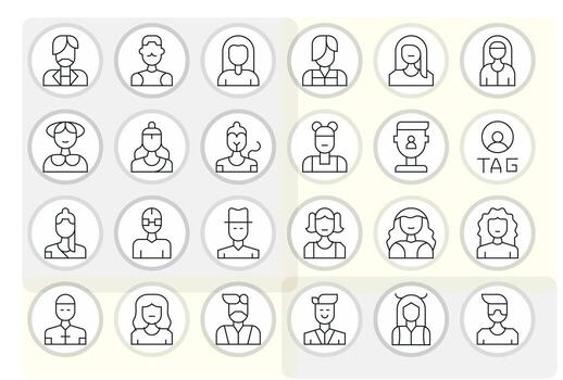 User Icon Comprehensive Bundle with 24 Pixel Aligned Thin Line Retina Ready Icons vector