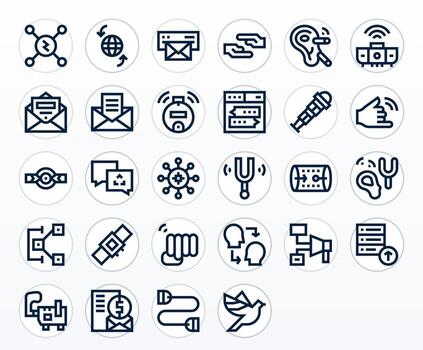 28 Bold Line Icons for Transmit in crisp High Resolution Editable resolution vector