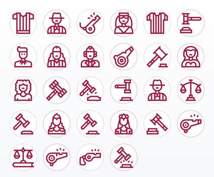 28 Display Perfect 64x64 Icons for Judge in elegant Bold Line design vector