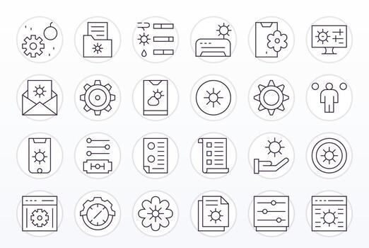 24 256x256 Thin Line Icons for Preferences with Pixel Aligned precision vector