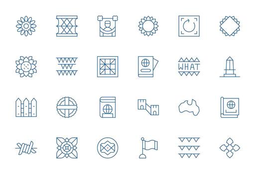 24 cuadrícula equipado 256x256 íconos para frontera en elegante Delgado línea diseño vector