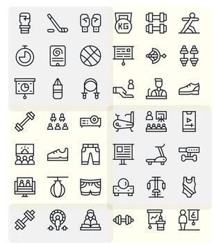 42 High Resolution Regular Line Icons optimized for Training Pixel Aligned display vector