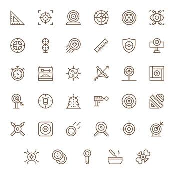 Accuracy Premium Bundle with 35 High Resolution Grid Fitted Regular Line Icons vector