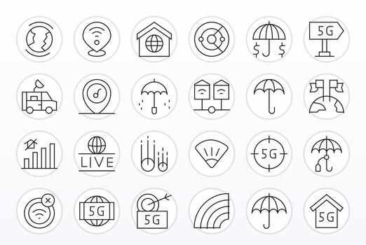 Coverage Visual Pack containing 24 Thin Line Display Perfect Icons vector