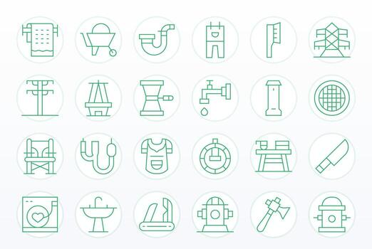 utilidad icono conjunto con 24 Delgado línea 256x256 píxel alineado gráficos vector