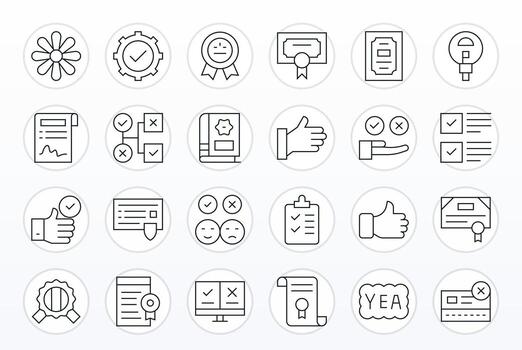 validación presentando 24 128x128 íconos en Delgado línea diseño vector