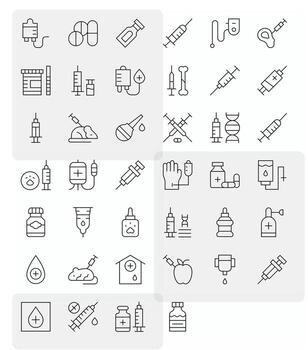 40 Thin Line Pixel Optimized High Resolution Icons from Injection Suite vector