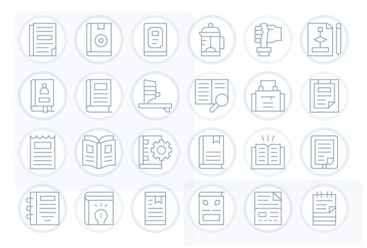 24 Pixel Aligned Retina Ready Icons for Manual in elegant Thin Line design vector