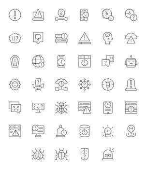 Issue Pixel Optimized Set with 40 Retina Ready Thin Line Icons vector